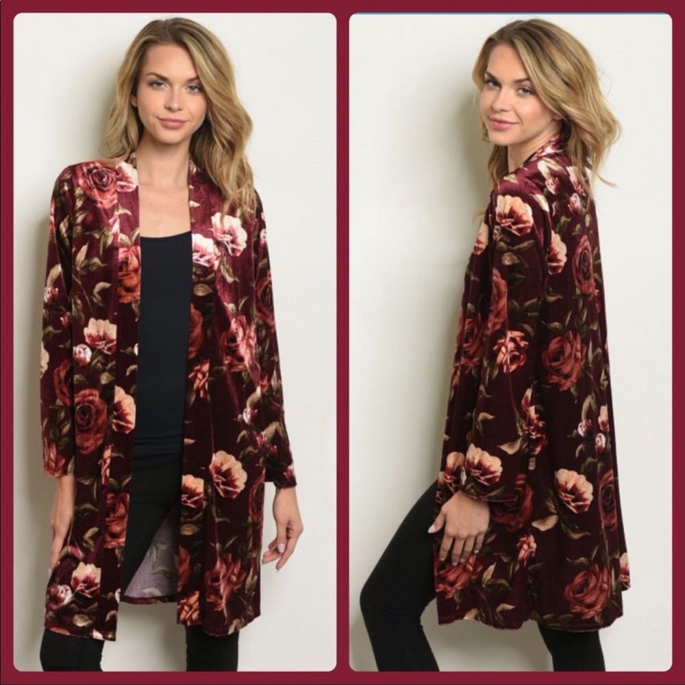 Floral Velour Duster - Picture 2 of 6
